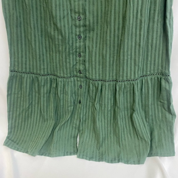 NWT BA&SH Ully Green Striped Textured Midi Dress Sleeveless Sz Lg Made In India - Picture 16 of 16